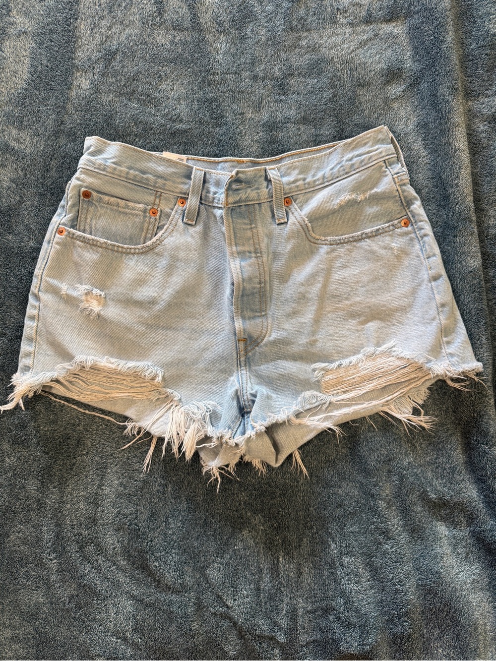 Levi's Light Blue Distressed Denim Cutoff Shorts
